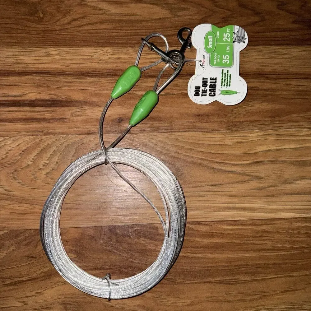 petest Reflective Dog Tie-Out Cable 25 ft Small for Dogs Up to 35 lb
